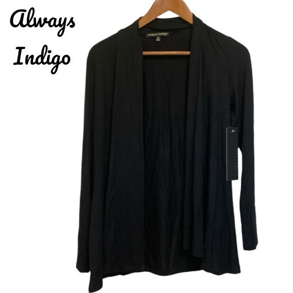NWT Always Indigo Rayon Black Open Cardigan - Picture 6 of 6